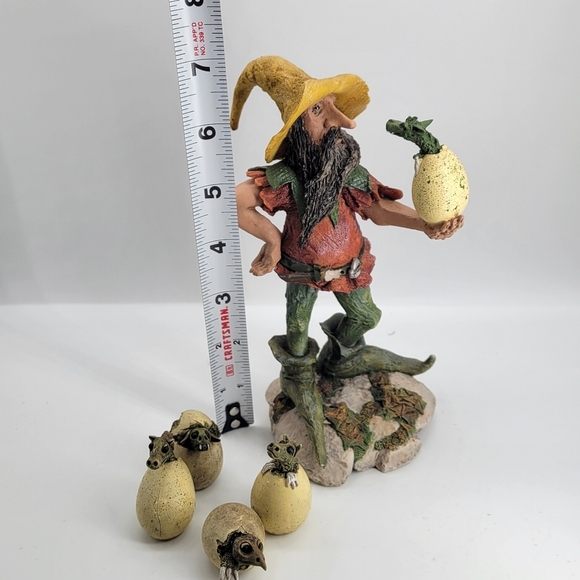 VTG RARE Piece Bernard Pearson 1989 Gnome/ Dragon eggs hatching Sculpture Signed - Picture 9 of 11